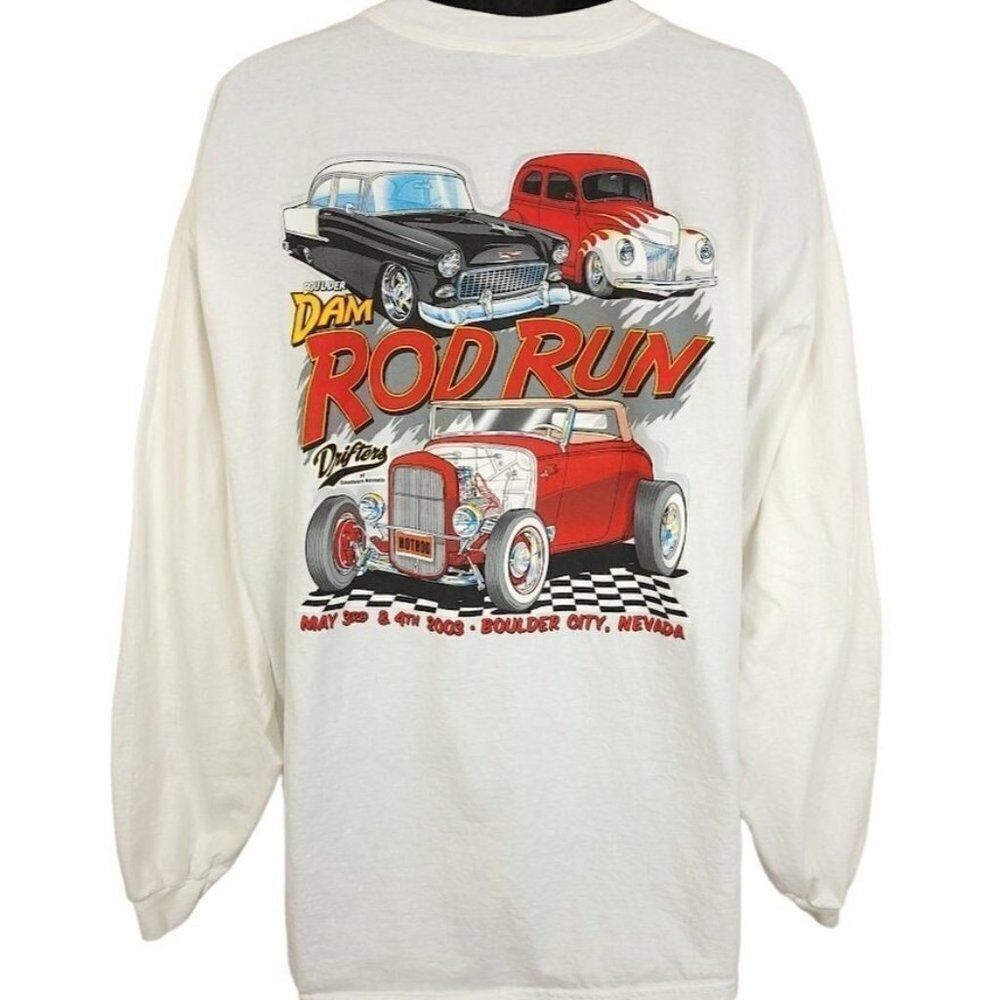 Boulder Dam Rod Run Drifters T Shirt Vintage Y2K 2003 Hot Rod Car Show Mens 2XL